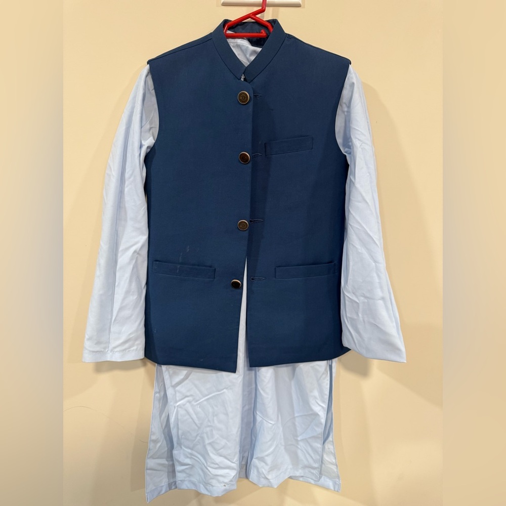 Indian Pakistani boys 3 pieces shalwar kameez with waistcoat